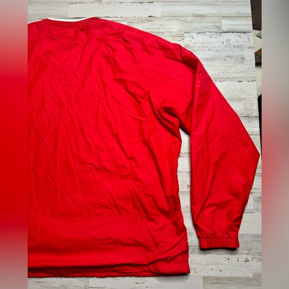 Under Armour Red White VNeck Lined Poly Windbreaker Pullover Drawstring Men 2XL - Picture 9 of 10